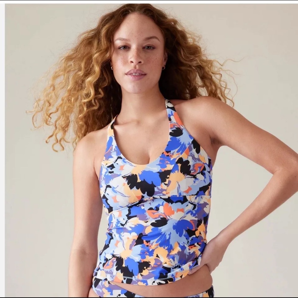 ATHLETA Triangle Tankini Top A-C // Windsome Abstract Blue